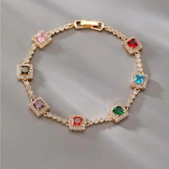 Elegant Multi-Color Gemstone Bracelet - Picture 4 of 5